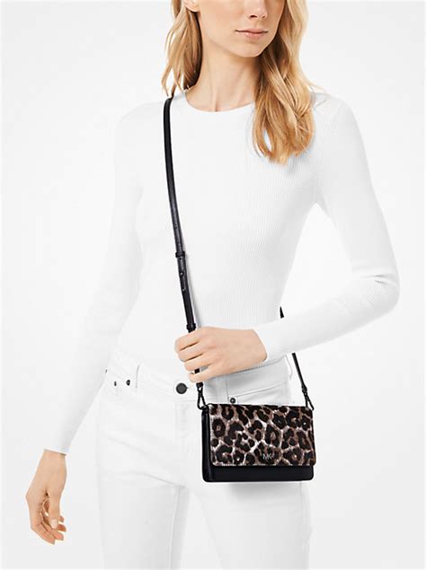 Leopard Calf Hair and Leather Convertible Crossbody Bag